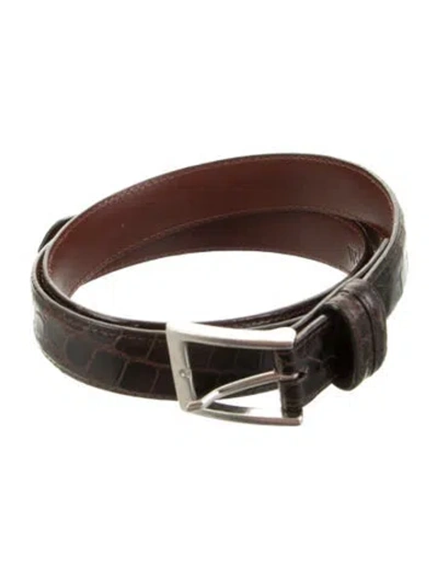 Pre-owned W. Kleinberg Skinny Alligator Buckle In Brown