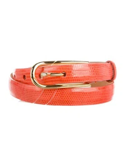Pre-owned W. Kleinberg Skinny Leather Belt In Orange