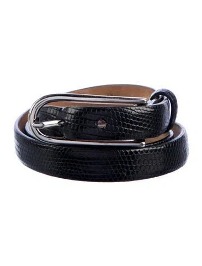 Pre-owned W. Kleinberg Skinny Lizard Belt In Black