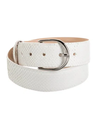 Pre-owned W. Kleinberg Skinny Python Waist Belt In White