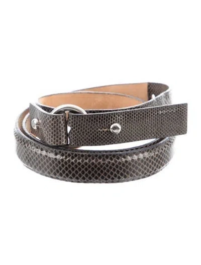 Pre-owned W. Kleinberg Skinny Snakeskin Belt In Black