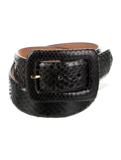 Pre-owned W. Kleinberg Snakeskin Waist Belt In Black