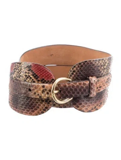 Pre-owned W. Kleinberg Snakeskin Waist Belt In Brown