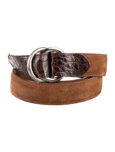 Pre-owned W. Kleinberg Suede Waist Belt In Brown