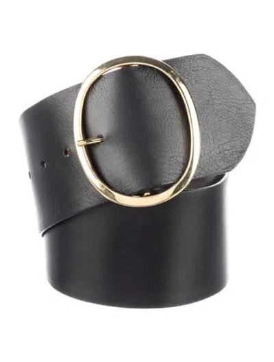 Pre-owned W. Kleinberg Wide Leather Waist Belt In Black