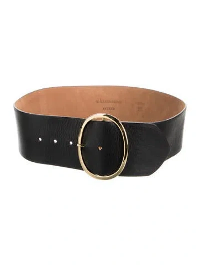 Pre-owned W. Kleinberg Wide Leather Waist Belt In Black