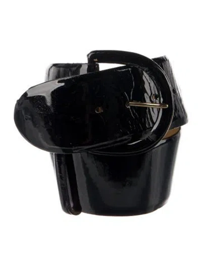 Pre-owned W. Kleinberg Wide Patent Leather Belt In Black