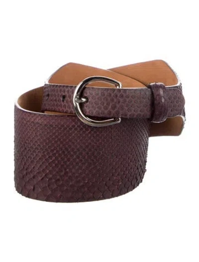 Pre-owned W. Kleinberg Wide Python Waist Belt In Brown