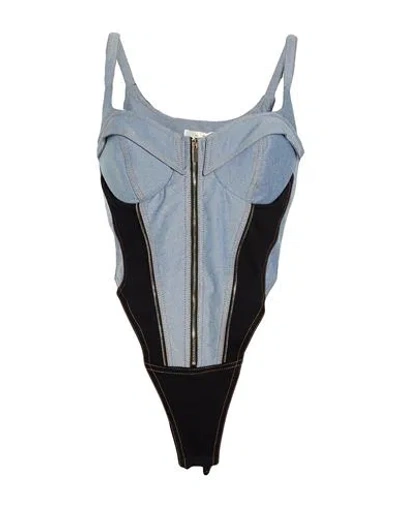 W Les Femmes By Babylon Woman Bodysuit Black Size 8 Cotton, Polyamide, Elastane, Viscose
