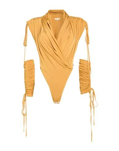 W Les Femmes By Babylon Woman Bodysuit Mustard Size 10 Viscose, Elastane In Yellow