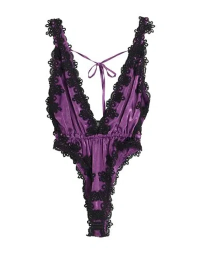 W Les Femmes By Babylon Woman Bodysuit Purple Size 10 Polyamide