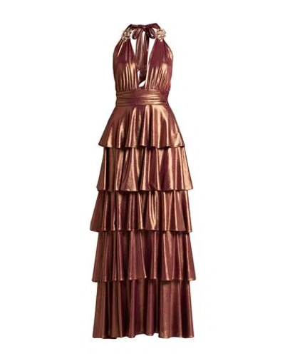 W Les Femmes By Babylon Woman Maxi Dress Bronze Size 8 Polyamide, Elastane