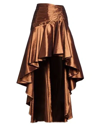 W Les Femmes By Babylon Woman Maxi Skirt Copper Size 6 Polyamide, Polyester, Elastane In Burgundy