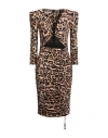 W Les Femmes By Babylon Woman Midi Dress Beige Size 8 Polyamide, Elastane In Brown