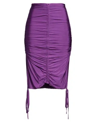 W Les Femmes By Babylon Woman Midi Skirt Mauve Size 10 Viscose, Elastane In Purple