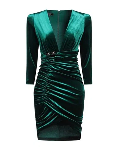 W Les Femmes By Babylon Woman Mini Dress Green Size 6 Polyamide, Elastane