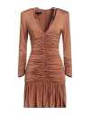 W Les Femmes By Babylon Woman Mini Dress Tan Size 6 Viscose, Elastane In Brown