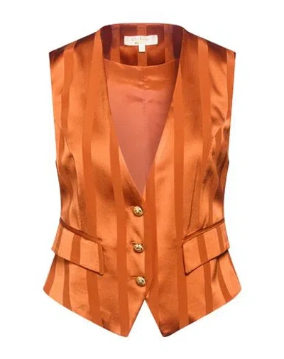 W Les Femmes By Babylon Woman Tailored Vest Orange Size 4 Viscose In Brown