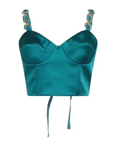 W Les Femmes By Babylon Woman Top Deep Teal Size 10 Polyamide In Green