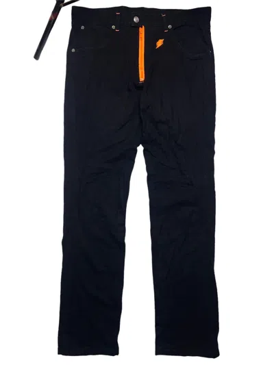 Pre-owned W Lt X W Lt Walter Van Beirendonck 1990s W&lt - Contrast Neon Zipper Linen Pants In Black