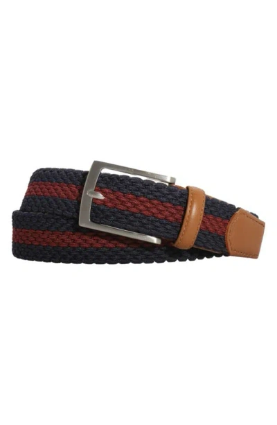 W.kleinberg Stripe Stretch Woven Belt In Red/ Blue