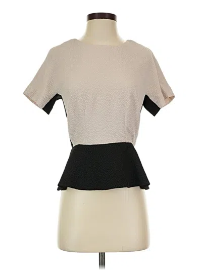 Pre-owned W118 By Walter Baker Short Sleeve Top Tan Mock Neckline Tops