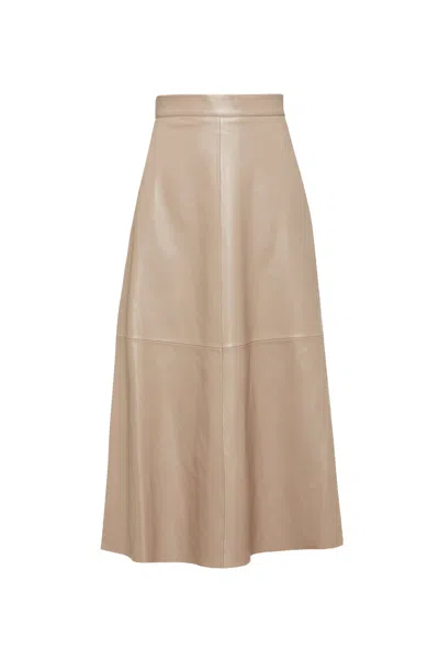 Scanlan Theodore Leather Long Skirt In Brown