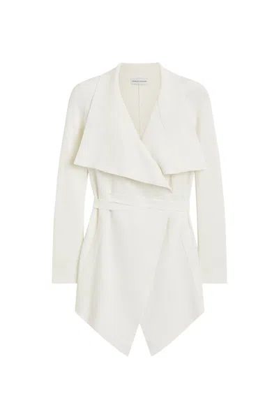 Scanlan Theodore Crepe Knit Drape Front Jacket In White