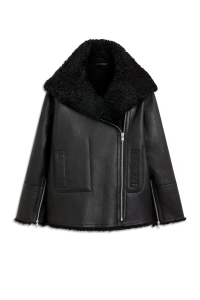 Scanlan Theodore Shearling Trapeze Jacket In Black