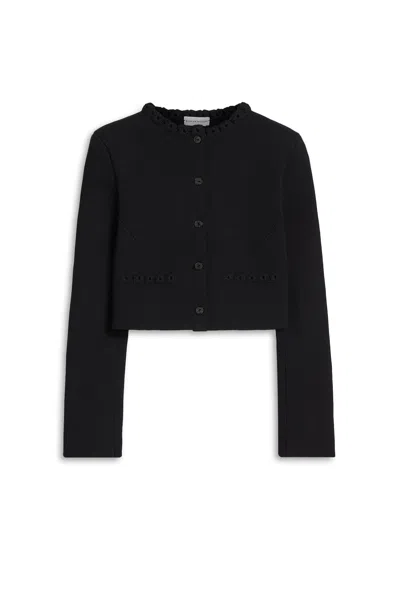 Scanlan Theodore Crepe Knit Daisy Crop Jacket In Black
