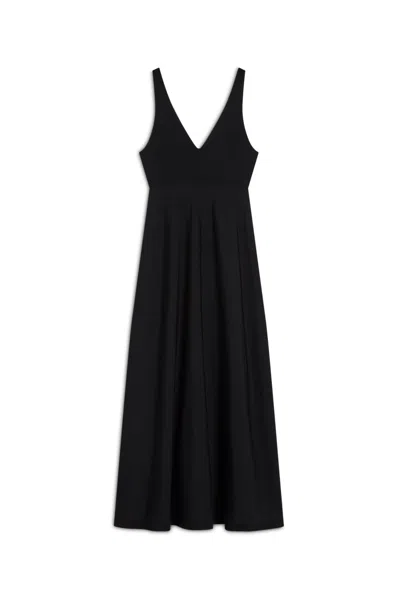 Scanlan Theodore Crepe Knit V Neck Dress In Black