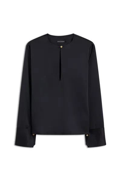 Scanlan Theodore Silk Satin Top In Black