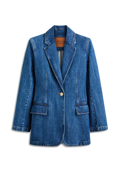 Scanlan Theodore Denim Poppy Button Jacket In Animal Print