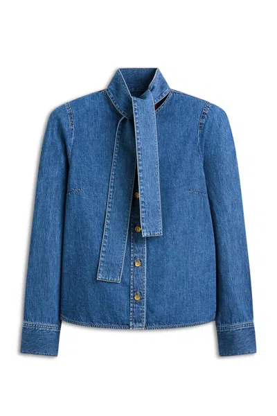 Scanlan Theodore Denim Tie Neck Shirt In Blue