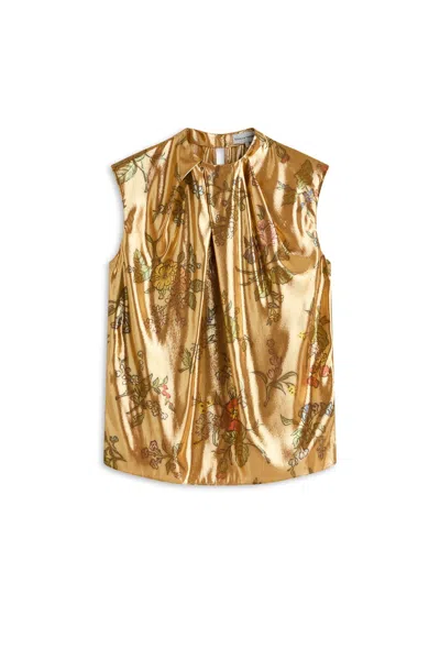 Scanlan Theodore French Tinsel Floral Top In Gold