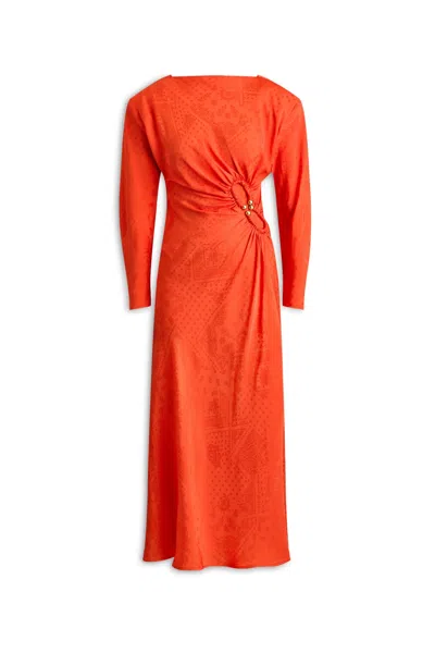 Scanlan Theodore Jaquard Turban Ring Dress In Orange
