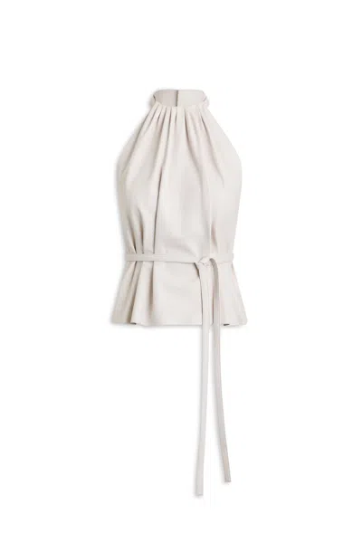 Scanlan Theodore Leather Gather Neck Top In White