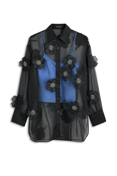 Scanlan Theodore Poppy Beaded Shirt In Black