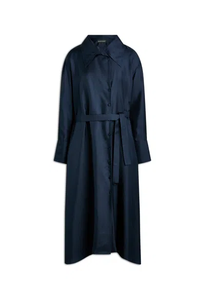 Scanlan Theodore Silk Twill Shirt Dress In Blue
