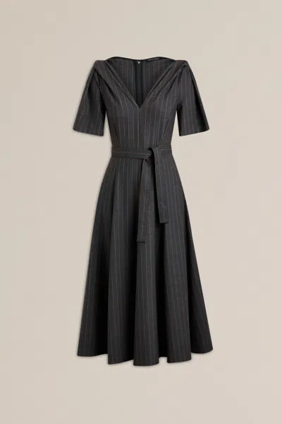 Scanlan Theodore Stripe Turban Shoulder Dress In Black