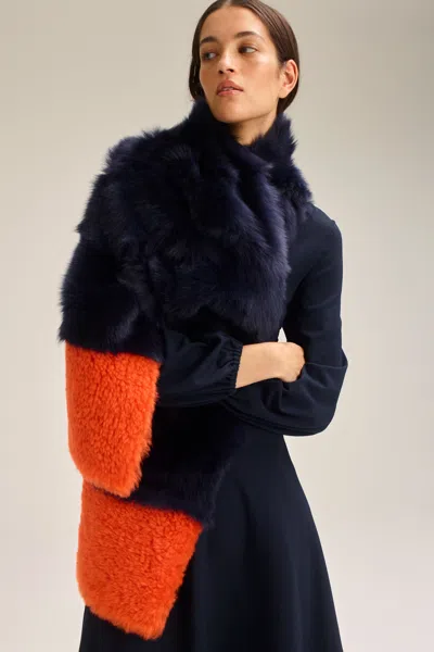 Scanlan Theodore Toscana Shearling Scarf In Purple