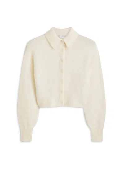 Scanlan Theodore Brushed Mohair Collared Cardigan In White