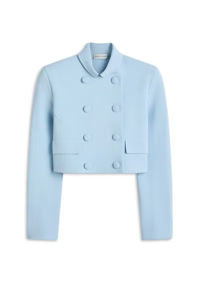 Scanlan Theodore Crepe Knit Double Button Jacket In Blue
