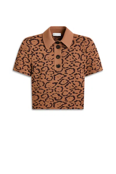 Scanlan Theodore Crepe Knit Jacquard Top In Brown