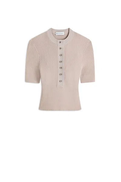 Scanlan Theodore Crepe Knit Placket Top In Gold