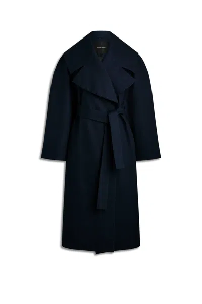 Scanlan Theodore Double Cotton Portrait Neck Coat In Blue