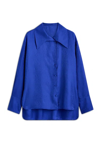 Scanlan Theodore Silk Jacquard Shirt In Blue
