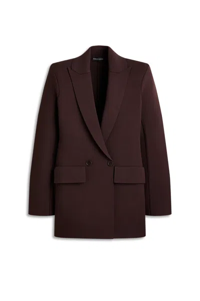 Scanlan Theodore Crepe Knit Tailored Blazer In Brown