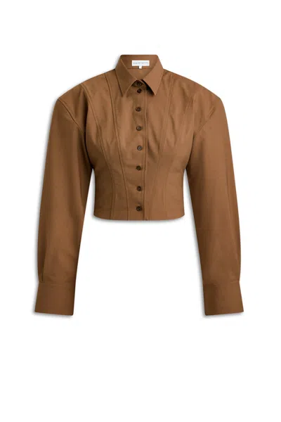 Scanlan Theodore Soft Tailored Cropped Shirt In Brown