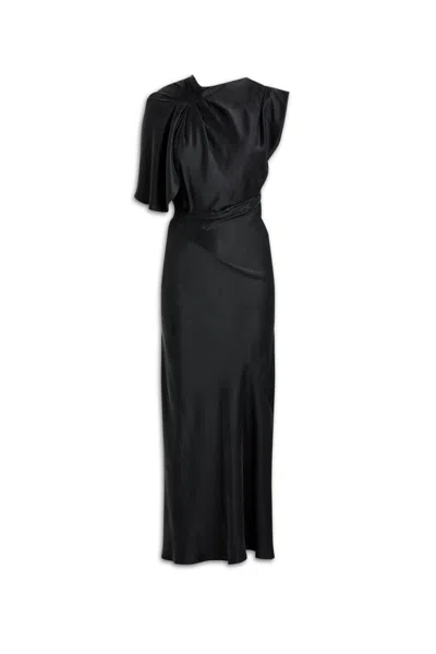 Scanlan Theodore Sueded Silk Dress In Black